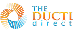 Logo for The Ductless Directory featuring a circular icon with orange and blue rays next to the company name.