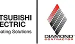 Mitsubishi Electric Cooling and Heating Solutions logo next to a Diamond Contractor logo.