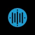Blue circular icon containing a vertical sound wave graphic.
