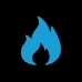 Blue flame icon.