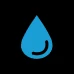 Blue water drop icon.